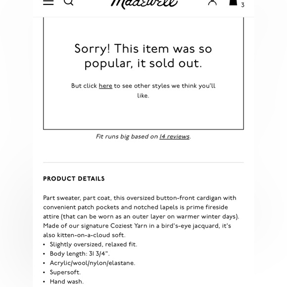 NWT Madewell Boyfriend Cardigan XS - Picture 9 of 9